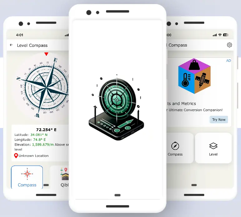 Reno Softwares Level Compass mobile App theme