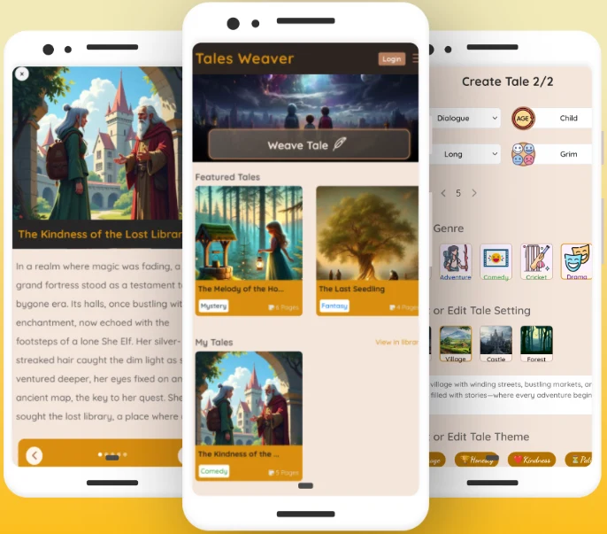 Reno Softwares Tales Weaver AI mobile App theme