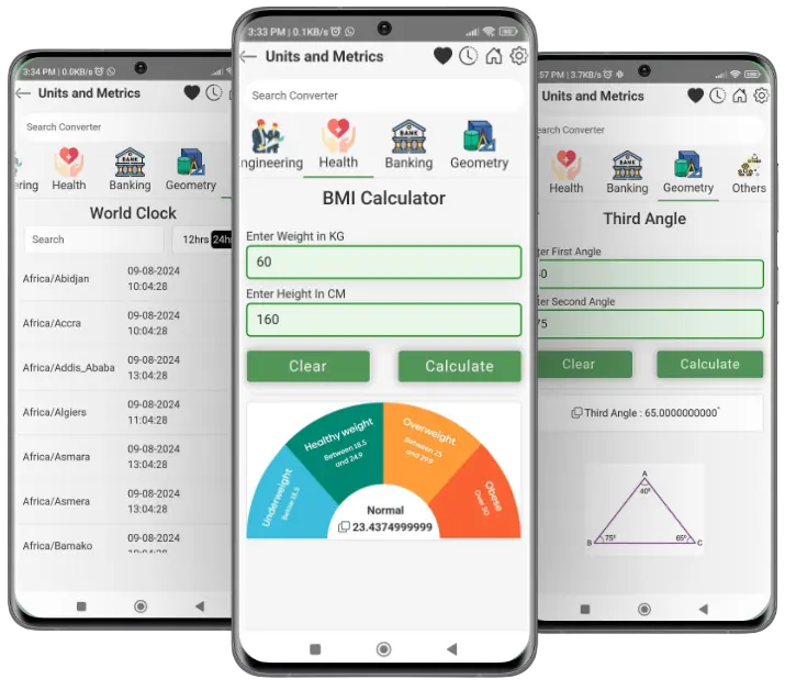 Reno Softwares units And metrics mobile App settings, precision, search