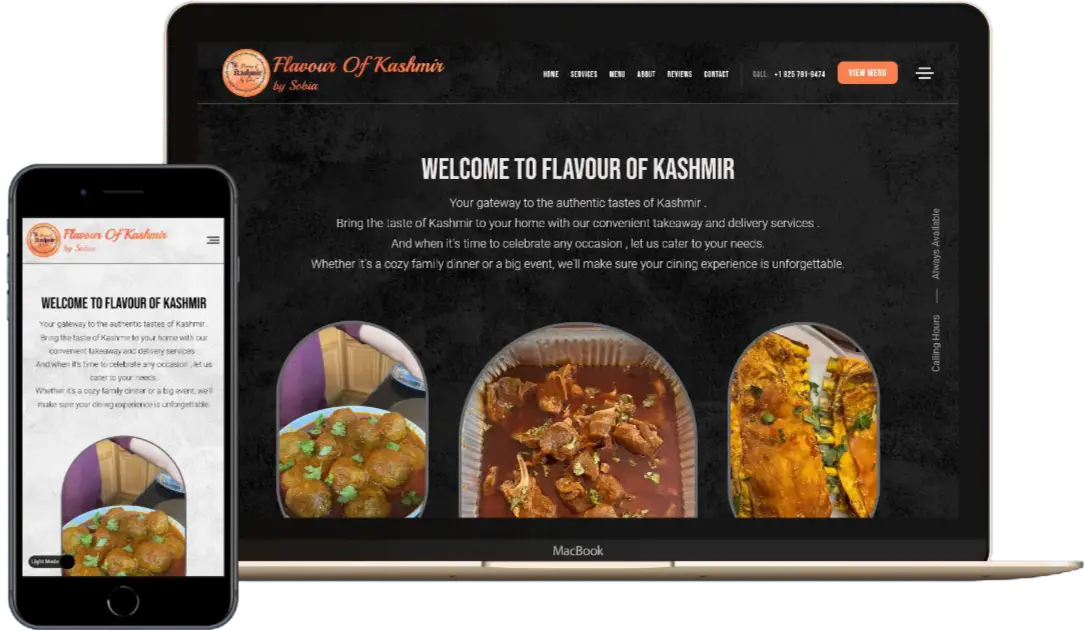 FlavourOfKashmir project by Reno Softwares, a culinary offerings and catering Website feature graphic